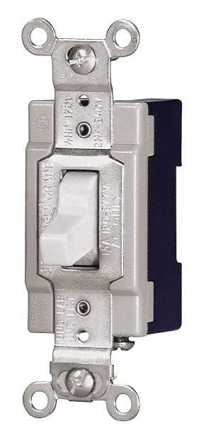 Cooper Wiring Devices - 4 Pole, 120 to 277 VAC, 15 Amp, Industrial Grade, Toggle, Wall and Dimmer Light Switch - 1.3 Inch Wide x 4.19 Inch High, Fluorescent - Top Tool & Supply