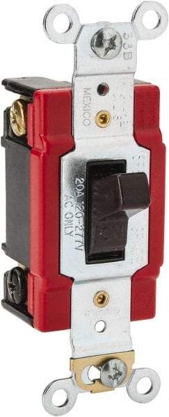 Cooper Wiring Devices - 1 Pole, 120 to 277 VAC, 20 Amp, Industrial Grade, Toggle, Wall and Dimmer Light Switch - 1.3 Inch Wide x 4.19 Inch High, Fluorescent - Top Tool & Supply