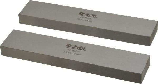 SPI - 6" Long x 1-1/4" High x 1/2" Thick, Steel Parallel - 0.0003" & 0.002" Parallelism, Sold as Matched Pair - Top Tool & Supply