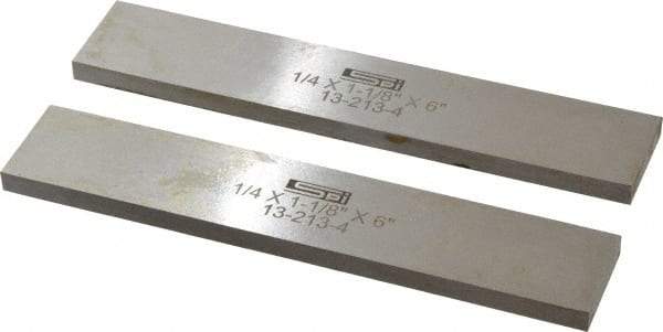 SPI - 6" Long x 1-1/8" High x 1/4" Thick, Steel Parallel - 0.0003" & 0.002" Parallelism, Sold as Matched Pair - Top Tool & Supply