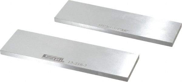 SPI - 6" Long x 1-3/4" High x 1/4" Thick, Steel Parallel - 0.0003" & 0.002" Parallelism, Sold as Matched Pair - Top Tool & Supply