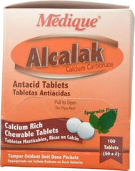 Medique - Mint Flavor Alcalak Tablets - Antacids & Stomach Relief - Top Tool & Supply