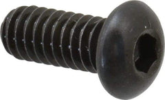 Made in USA - 1/4-20 UNC Hex Socket Drive, Button Screw - Alloy Steel, Black Oxide Finish, Fully Threaded, 5/8" Length Under Head - Top Tool & Supply