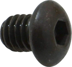 Made in USA - 5/16-18 UNC Hex Socket Drive, Button Screw - Alloy Steel, Black Oxide Finish, Fully Threaded, 3/8" Length Under Head - Top Tool & Supply