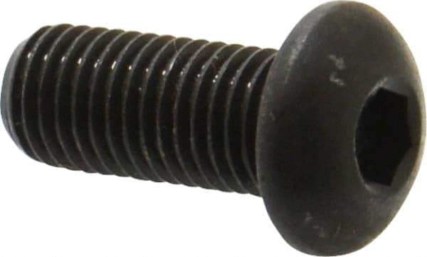 Made in USA - 5/16-24 UNF Hex Socket Drive, Button Screw - Alloy Steel, Black Oxide Finish, Fully Threaded, 3/4" Length Under Head - Top Tool & Supply