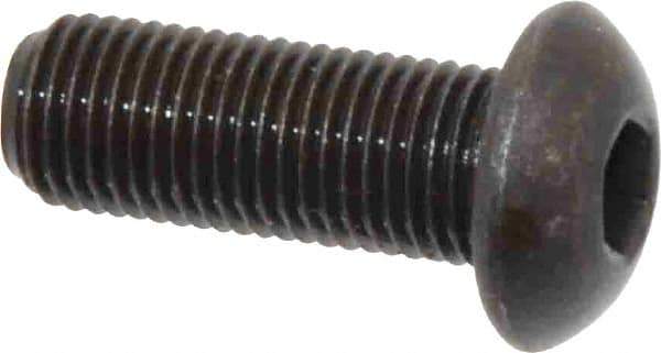 Made in USA - 3/8-24 UNF Hex Socket Drive, Button Screw - Alloy Steel, Black Oxide Finish, Fully Threaded, 1" Length Under Head - Top Tool & Supply