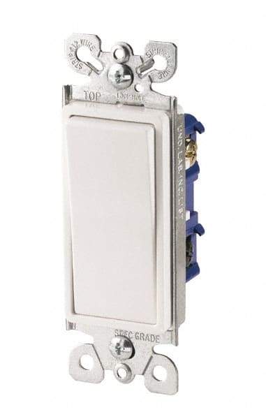 Cooper Wiring Devices - 4 Pole, 120 to 277 VAC, 15 Amp, Commercial Grade, Rocker, Wall and Dimmer Light Switch - 1.44 Inch Wide x 4.19 Inch High, Fluorescent - Top Tool & Supply