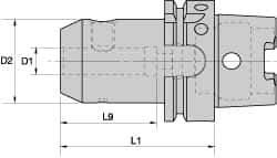 Kennametal - HSK80A Taper Shank 1" Hole End Mill Holder/Adapter - 2" Nose Diam, 4-1/4" Projection, Through-Spindle Coolant - Exact Industrial Supply