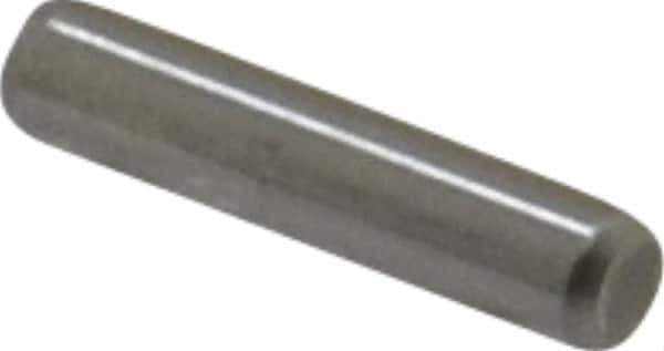 Made in USA - 3/32" Diam x 7/16" Pin Length Grade 8 Alloy Steel Standard Dowel Pin - Bright Finish, 1 Beveled & 1 Rounded End - Top Tool & Supply