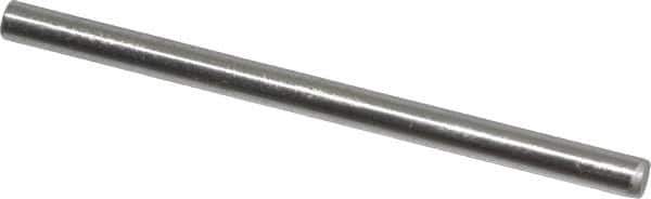 Made in USA - 1/8" Diam x 2" Pin Length Grade 8 Alloy Steel Standard Dowel Pin - Bright Finish, C 47-58 & C 60 (Surface) Hardness, 1,840 Lb (Single Shear), 3,680 Lb (Double Shear) Breaking Strength, 1 Beveled & 1 Rounded End - Top Tool & Supply