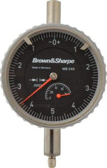 TESA Brown & Sharpe - 0.2" Range, 0-5-0 Dial Reading, 0.0001" Graduation Dial Drop Indicator - 2-1/4" Dial, 0.01" Range per Revolution, Revolution Counter - Top Tool & Supply