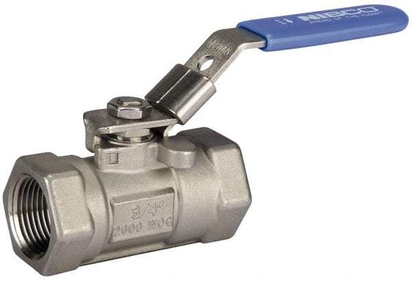 NIBCO - 1/2" Pipe, Reduced Port, Carbon Steel Fire Safe Ball Valve - 1 Piece, Inline - One Way Flow, FNPT x FNPT Ends, Oval Handle, 2,000 WOG - Top Tool & Supply