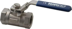 NIBCO - 1" Pipe, Reduced Port, Carbon Steel Standard Ball Valve - 1 Piece, Inline - One Way Flow, FNPT x FNPT Ends, Locking Lever Handle, 2,000 WOG - Top Tool & Supply