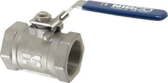 NIBCO - 2" Pipe, Reduced Port, Standard Ball Valve - 1 Piece, Inline - One Way Flow, FNPT x FNPT Ends, Locking Lever Handle, 2,000 WOG - Top Tool & Supply