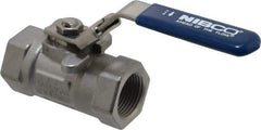 NIBCO - 3/4" Pipe, Reduced Port, Carbon Steel Standard Ball Valve - 1 Piece, Inline - One Way Flow, FNPT x FNPT Ends, Locking Lever Handle, 2,000 WOG - Top Tool & Supply