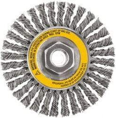 DeWALT - 4" OD, 5/8-11 Arbor Hole, Stringer Bead Stainless Steel Wheel Brush - 3/8" Face Width, 7/8" Trim Length, 0.02" Filament Diam, 20,000 RPM - Top Tool & Supply