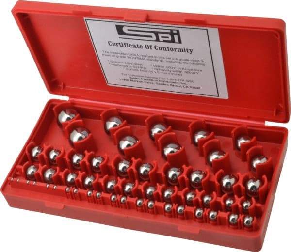 SPI - 1/8 to 1 Inch Diameter, Chrome Steel, Gage Ball Set - 0.0001 Inch Tolerance, Grade 24 Accuracy - Top Tool & Supply