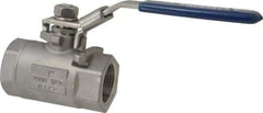 NIBCO - 1" Pipe, Standard Port, Stainless Steel Standard Ball Valve - 2 Piece, Inline - One Way Flow, FNPT x FNPT Ends, Locking Lever Handle, 2,000 WOG, 150 WSP - Top Tool & Supply