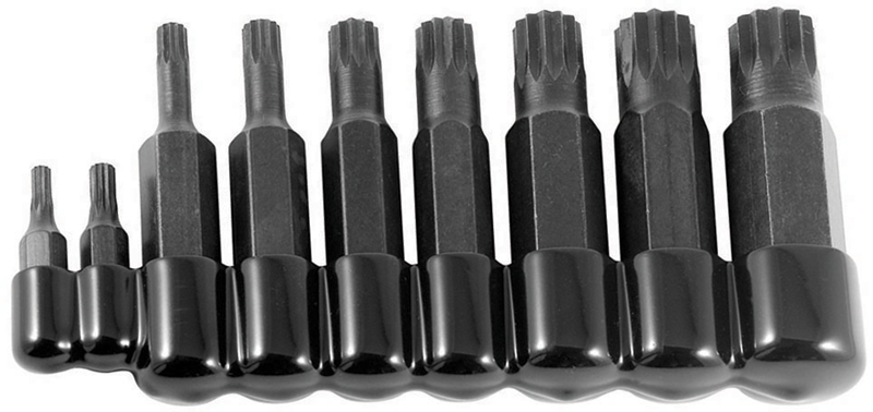 9 Piece - 4 and 5mm Bit have 5/16" Hex Drive - 6; 8; 10 and 12mm Bit have 1/2" Hex Drive - 14 and 16mm Bit have 5/8" Hex Drive - 18mm Bit has a 3/4" Hex Drive - 12 Point - Triple Square Bit Set - Top Tool & Supply