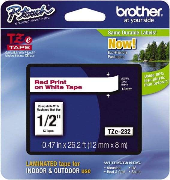 Brother - 1/2" Wide x 314.4" Long, White Plastic/Paper Tape Cassette - For Label Maker - Top Tool & Supply