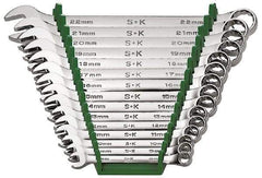 SK - 15 Piece, 1/4 to 1", Combination Wrench Set - Inch System of Measurement, Chrome Finish, Comes in Rack - Top Tool & Supply