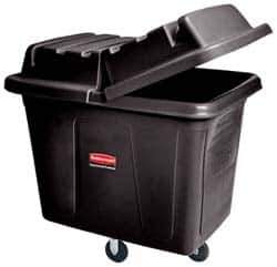 Rubbermaid - 400 Lb Load Capacity, 14 Cu Ft, Polyethylene Cube Truck - 31" Wide x 44-1/8" Long x 32-1/2" High, Black - Top Tool & Supply