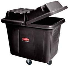 Rubbermaid - 600 Lb Load Capacity, 20 Cu Ft, Polyethylene Cube Truck - 34-1/8" Wide x 48" Long x 36-1/2" High, Black - Top Tool & Supply