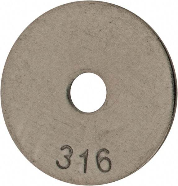 Value Collection - #10 Screw, Grade 316 Stainless Steel Fender Flat Washer - 13/64" ID x 1" OD, 0.04" Thick, Plain Finish - Top Tool & Supply