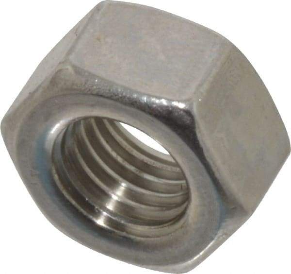 Value Collection - 5/16-24 UNF Stainless Steel Right Hand Hex Nut - 1/2" Across Flats, 7/64" High, Uncoated - Top Tool & Supply