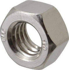 Value Collection - 7/16-14 UNC Stainless Steel Right Hand Hex Nut - 11/16" Across Flats, 3/8" High, Uncoated - Top Tool & Supply