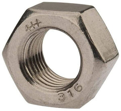 Value Collection - 7/16-20 UNF Stainless Steel Right Hand Hex Nut - 11/16" Across Flats, 3/8" High, Uncoated - Top Tool & Supply