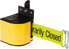 Lavi Industries - 3-1/2" High x 3-1/4" Long x 3-1/4" Wide Retractable Barrier Belt - Aluminum, Powdercoat Finish, Yellow, Use with Upright - Top Tool & Supply