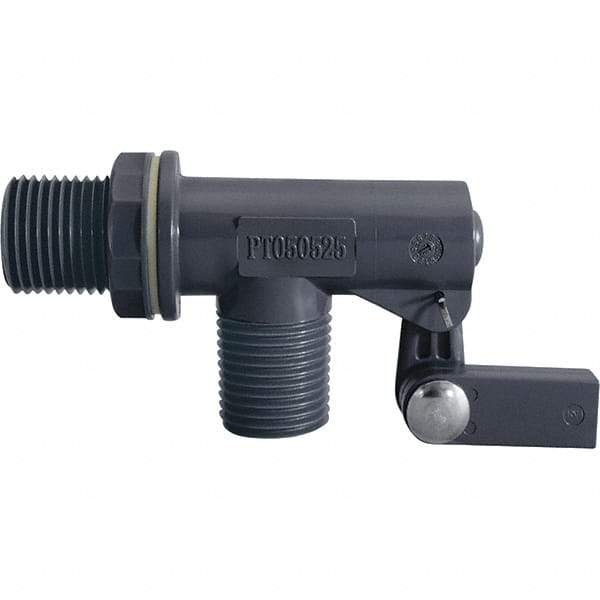 Control Devices - 1/2" Pipe, PVC, Angle Pattern-Single Seat, Mechanical Float Valve - 100 psi, MNPT End Connections - Top Tool & Supply