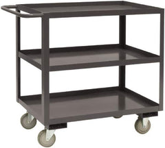 Durham - 1,200 Lb Capacity, 18" Wide x 36" Long x 37-5/8" High Service Cart - 3 Shelf, Steel, 2 Rigid/2 Swivel Casters - Top Tool & Supply