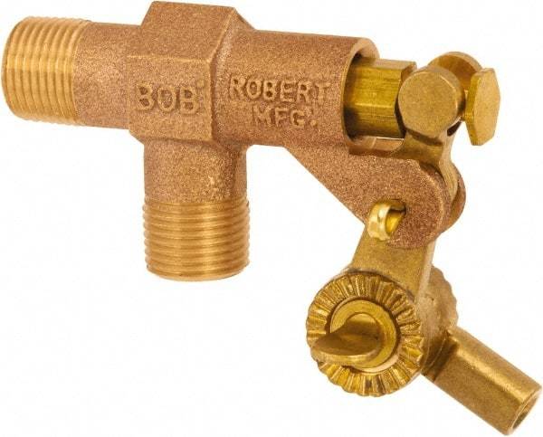 Control Devices - 1/2" Pipe, Brass, Angle Pattern-Single Seat, Mechanical Float Valve - 125 psi, MIP End Connections - Top Tool & Supply