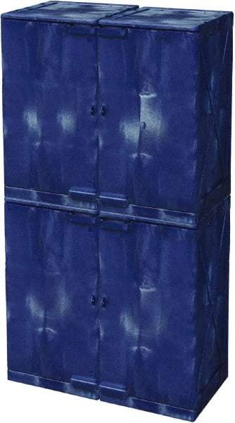 Eagle - 4 Door, 8 Shelf, Blue HDPE Stackable Safety Cabinet for Corrosive Chemicals - 72" High x 36" Wide x 22" Deep, Manual Closing Door, Hole for Lock, 48 Gal Capacity - Top Tool & Supply