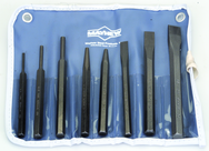 8-Pc. Punch & Chisel Set; includes 3 Punches; 1center punch; 1 solid punch; 3 cold chisels - Top Tool & Supply