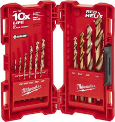 Drill Bit Set: Jobber Length Drill Bits, 15 Pc, 0.0625″ to 0.5″ Drill Bit Size, 135 °, Steel Gold Finish, Split-Point