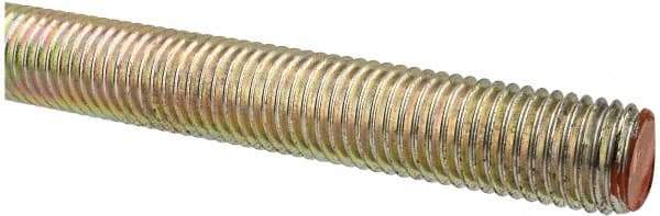 Value Collection - 3/4-10 UNC (Coarse), 3' Long, Alloy Steel Threaded Rod - Yellow Zinc-Plated Finish, Right Hand Thread - Top Tool & Supply