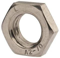 Value Collection - M18x2.50 Metric Coarse Stainless Steel Right Hand Hex Jam Nut - 27mm Across Flats, 9mm High, Uncoated - Top Tool & Supply