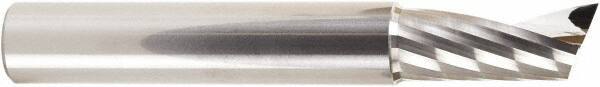 Amana Tool - 1/2" Cutting Diam x 1-1/8" Length of Cut, 1 Flute, Upcut Spiral Router Bit - Uncoated, Right Hand Cut, Solid Carbide, 3-1/2" OAL x 1/2" Shank Diam, 20° Helix Angle - Top Tool & Supply