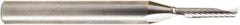 Amana Tool - 1/8" Cutting Diam x 5/8" Length of Cut, 1 Flute, Upcut Spiral Router Bit - Uncoated, Right Hand Cut, Solid Carbide, 2-1/2" OAL x 1/4" Shank Diam, 20° Helix Angle - Top Tool & Supply