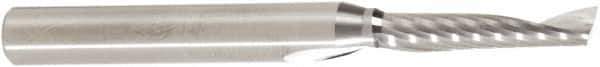 Amana Tool - 3/16" Cutting Diam x 7/8" Length of Cut, 1 Flute, Upcut Spiral Router Bit - Uncoated, Right Hand Cut, Solid Carbide, 2-1/2" OAL x 1/4" Shank Diam, 30° Helix Angle - Top Tool & Supply