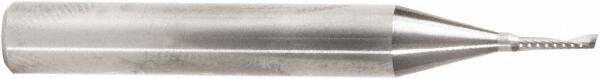 Amana Tool - 1/16" Cutting Diam x 1/4" Length of Cut, 1 Flute, Upcut Spiral Router Bit - Uncoated, Right Hand Cut, Solid Carbide, 2" OAL x 1/4" Shank Diam, 20° Helix Angle - Top Tool & Supply