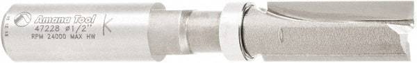 Amana Tool - 1/2" Cut Diam, 1-1/4" Length of Cut, 2 Flute Flush Trim Edge Profile Router Bit - Carbide-Tipped, 1/2" Shank Diam, 1" Shank Length, 3-1/2" OAL, Uncoated - Top Tool & Supply