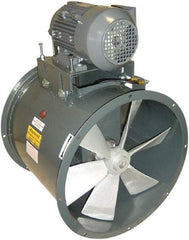 Americraft - 1 hp 24" TEFC Wet Location Belt Drive Tube Axial Duct Fan - 7,425 CFM at 0 Static Pressure, 1,725 RPM, Single Phase - Top Tool & Supply