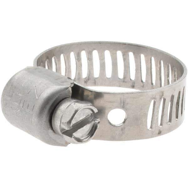 Made in USA - SAE Size 6, 7/16 to 25/32" Diam, Stainless Steel Miniature Worm Drive Clamp - 5/16" Wide - Top Tool & Supply