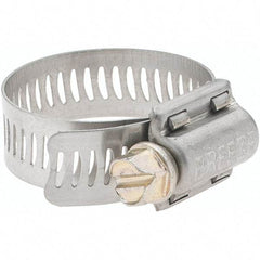 Made in USA - SAE Size 16, 13/16 to 1-1/2" Diam, Stainless Steel Worm Drive Clamp - Top Tool & Supply