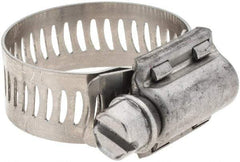 Made in USA - SAE Size 12, 11/16 to 1-1/4" Diam, Stainless Steel Worm Drive Clamp - Top Tool & Supply