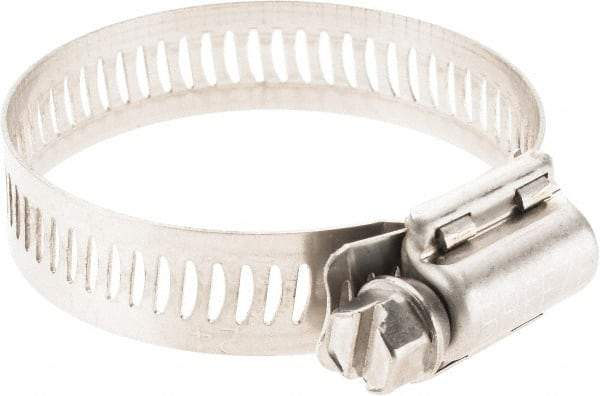 Made in USA - SAE Size 24, 1-1/16 to 2" Diam, Stainless Steel Worm Drive Clamp - Top Tool & Supply